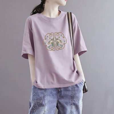 夏季新款纯棉大码休闲短袖t恤女