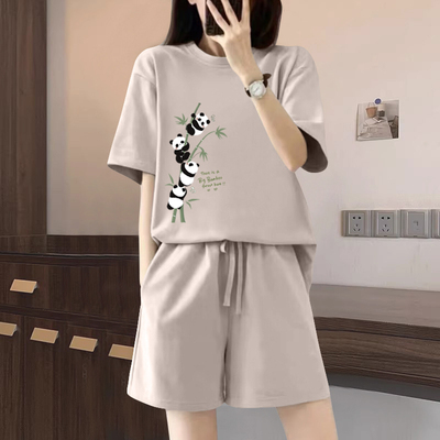 100%纯棉休闲运动两件套女