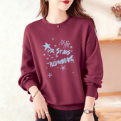 品牌外贸出口纯棉气质无帽长袖 卫衣女秋冬季 加绒加厚宽松显瘦上衣