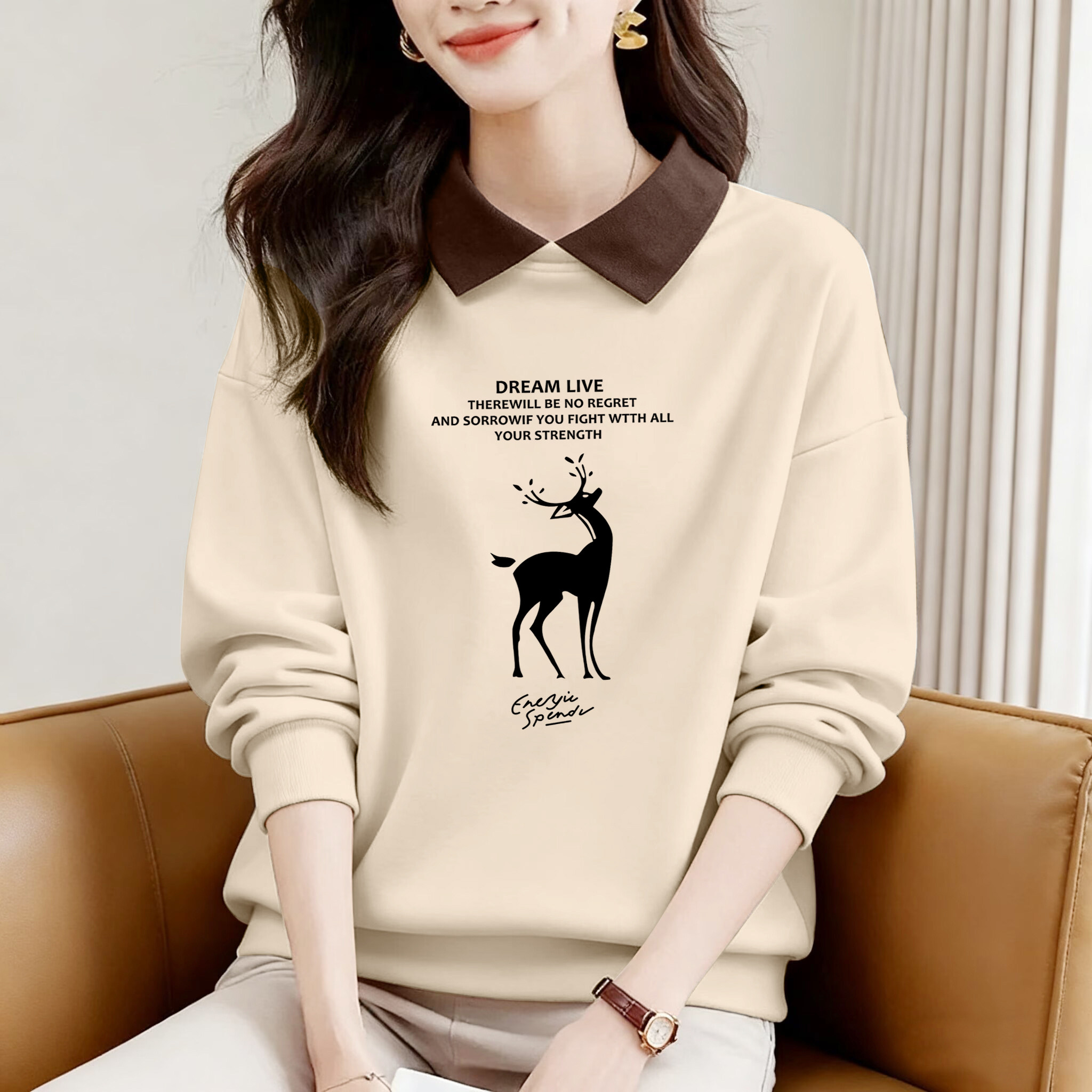 品牌折扣清仓纯棉长袖卫衣女秋冬文艺宽松大码显瘦POLO领显瘦上衣,女装/女士精品,大码内搭,淘宝优惠券,粉丝福利购,淘宝优惠卷