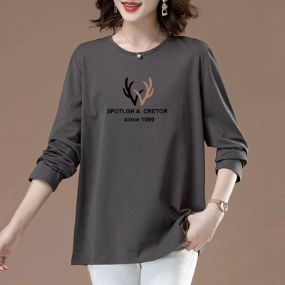 100%纯棉长袖印花t恤文艺