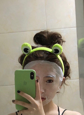 韩国可爱绿色青蛙发箍发卡洗脸发带发饰小跳蛙头箍直播活动头饰品