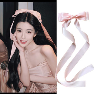 小红书Sona大小姐同款 粉色蝴蝶结发夹垂耳兔飘带夹子仙女拍照发卡