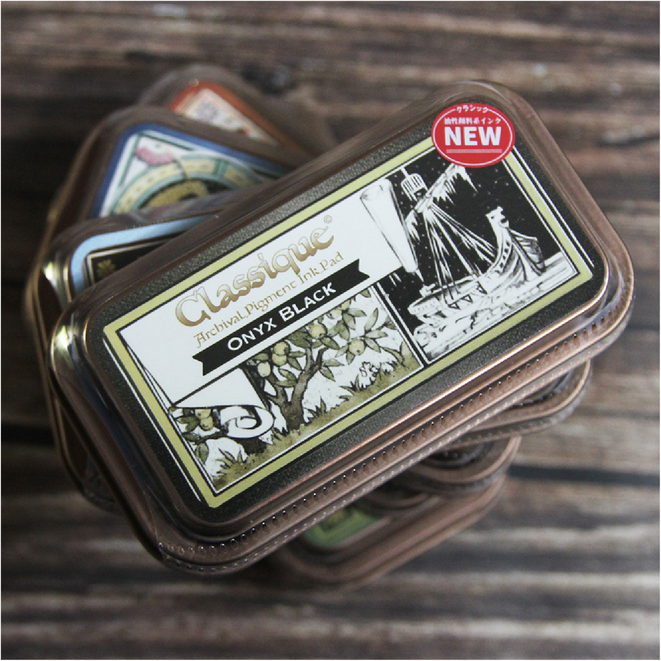 复古铁盒油性速干黑色印台印油印章专用新包装印台海绵垫