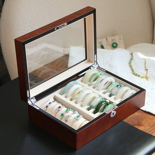 木质高端手镯盒翡翠玉镯收纳盒子24位手镯箱玉器金镯子展示整理盒