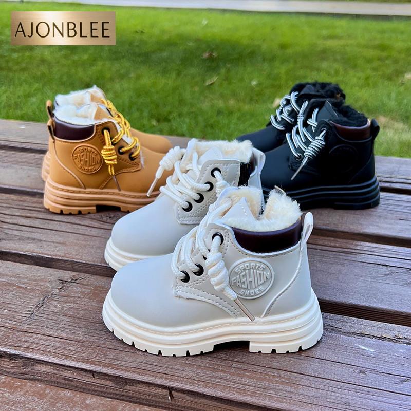 女童马丁靴冬款宝宝冬鞋潮加绒加厚保暖棉靴男童防滑软底低筒短靴