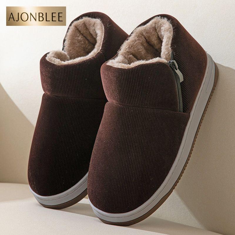 老北京布鞋男棉鞋冬季加绒加厚老人居家毛毛鞋厚底防滑爸爸棉拖鞋