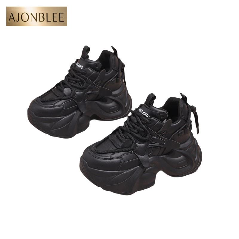 老爹鞋女增高2024新款秋冬显脚小松糕厚底真皮小个子休闲运动女鞋