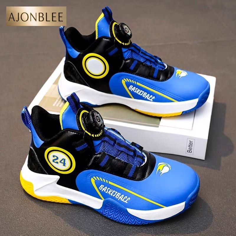 科比24号男童球鞋2025秋季款皮面防水运动鞋中大童旋转扣aj篮球鞋