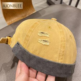 瓜痞地主帽子男街头嘻哈破洞补丁乞丐帽韩版个性水洗牛仔流氓帽女