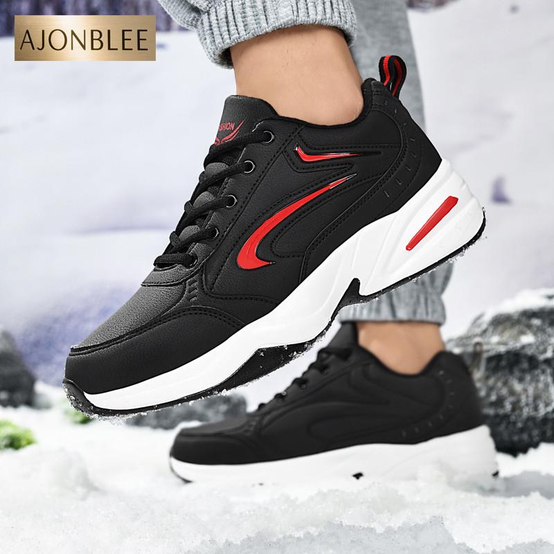 棉鞋冬季加绒加厚旅游鞋牛筋底爸爸鞋皮面防水大码运动休闲鞋