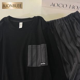 德绒睡衣男士秋冬季2025新款长袖保暖黑色家居服大码春天休闲套装