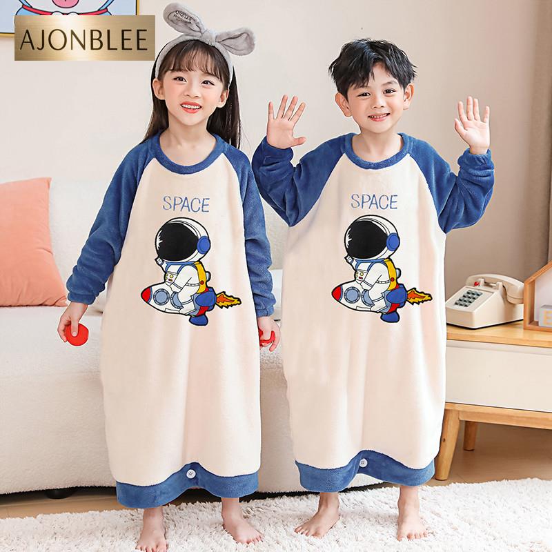 法兰绒睡袋儿童防踢被珊瑚绒秋季男童宝宝秋冬连体衣睡裙睡衣加绒