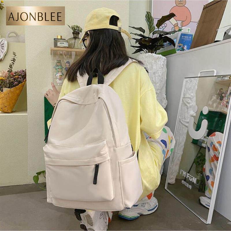 大小款纯色帆布书包男双肩包女韩版高中生双肩背包中学生简约百搭