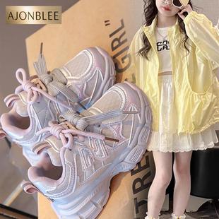 2025春秋季 网红厚底休闲鞋 新款 男童运动鞋 皮面防水女童老爹鞋 童鞋