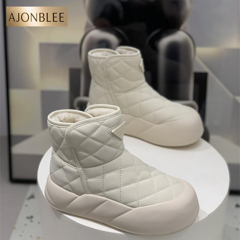 厚底增高雪地靴女加绒加厚小香风2025新款松糕网红冬季一脚蹬棉鞋