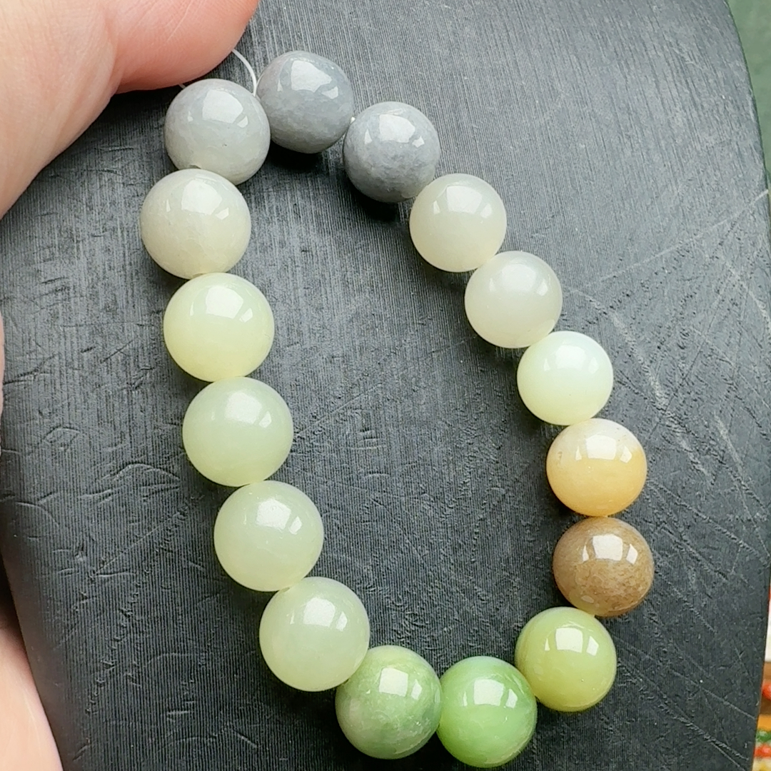惊现大颗粒黑羊洞碧玉0722和田玉多宝12毫米手串