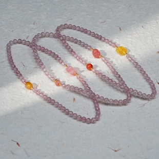 三款 手链双圈 入 冰透草莓晶6毫米白水体设计款 稀有白水体