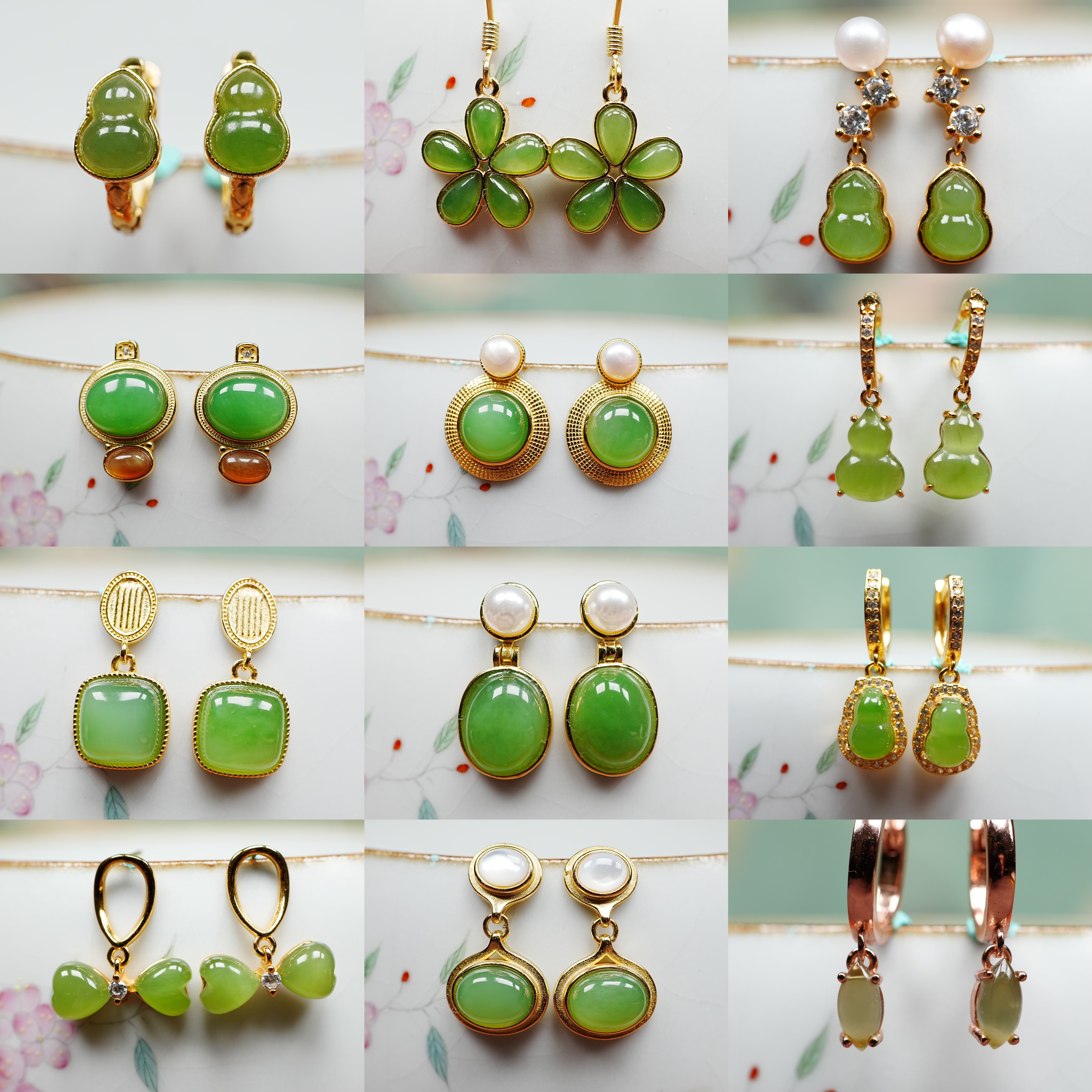 【妆匣1】天然俄碧玉辣阳绿苹果绿戒指耳钉坠扣勾项链  素年小铺