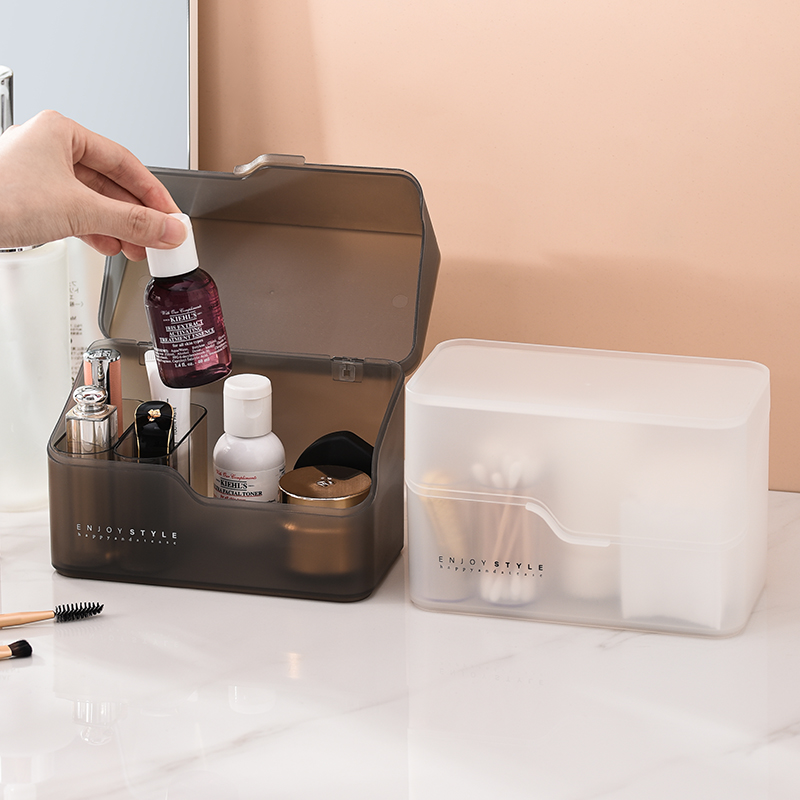 带盖简约风桌面家用护肤品镜柜