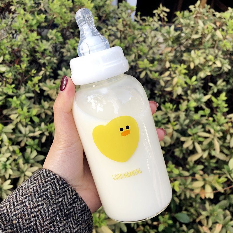 奶嘴吸管少女心小巧儿童玻璃水杯