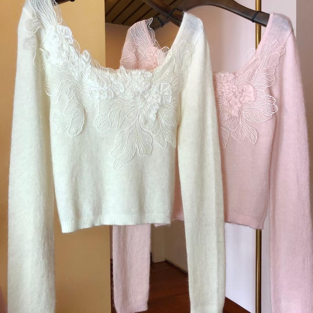 新品羊驼毛U领长袖套头衫