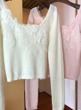 新品羊毛衫贴花U领长袖衫高端品质时尚热卖舒适精品气质舒适美