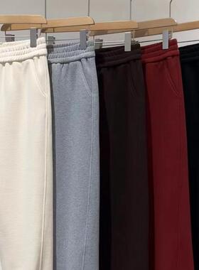 2025冬季情侣款时尚休闲加绒卫裤宽松舒适精品百搭款运动裤束脚裤