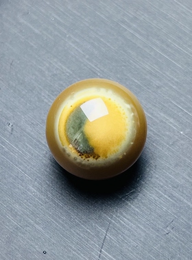特殊图腾（日月同心）粉黄绿色，梦幻糖心阿拉善玛瑙单珠，19.6mm