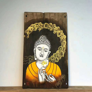 风化木挂画人物招牌匾茶道手绘木板画漆画壁画壁饰创意特色装饰画