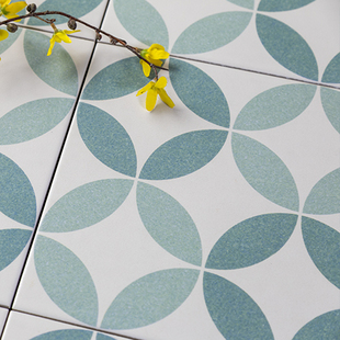 全瓷彩色北欧式花砖地砖仿古卫生间厨房阳台墙砖复古拼花黑白防滑