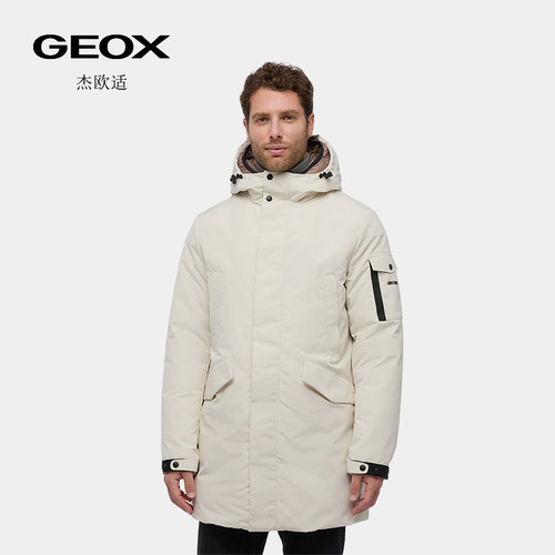 GEOX杰欧适秋冬保暖舒适男士连帽棉服羽绒服