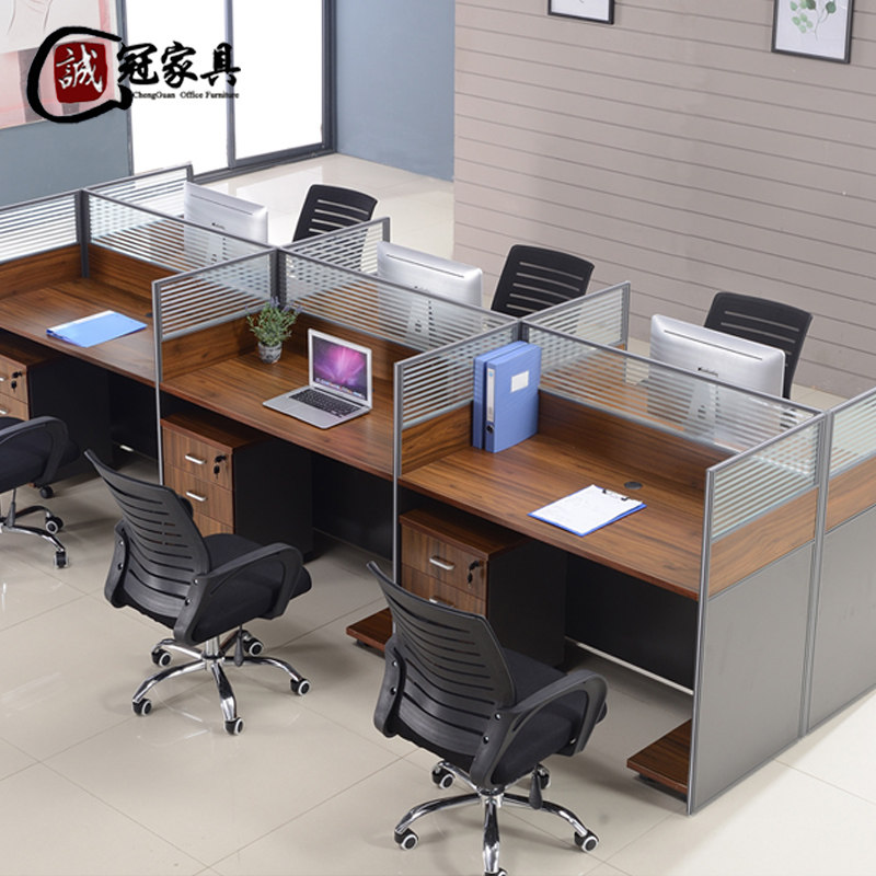 现代简约上海办公家俱 4人组合办公桌屏风 隔断工作位卡位职员桌