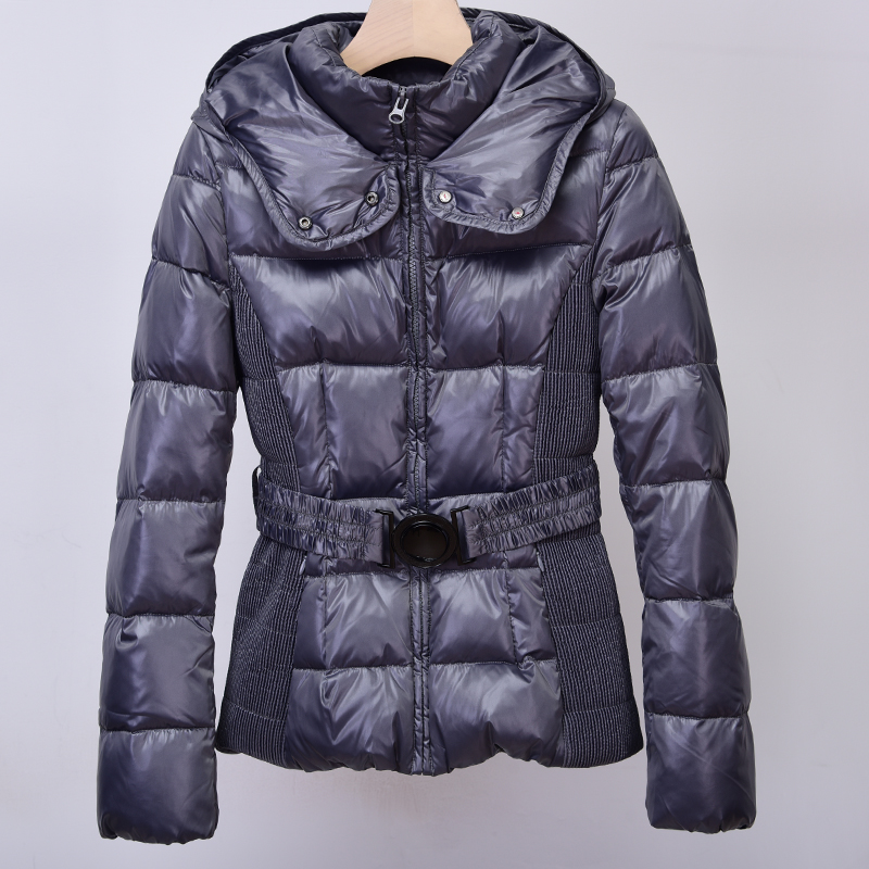 加厚保暖冬季连帽外套松紧xs小个子修身显瘦短款羽绒服断码特价