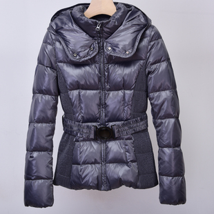 加厚保暖冬季连帽外套松紧xs小个子修身显瘦短款羽绒服断码特价