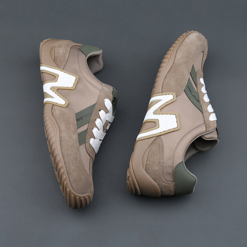 板鞋时尚潮流男韩版休闲百搭软底阿甘鞋运动休闲真皮拼布德训鞋,流行男鞋,时尚休闲鞋,淘宝优惠券,粉丝福利购,淘宝优惠卷