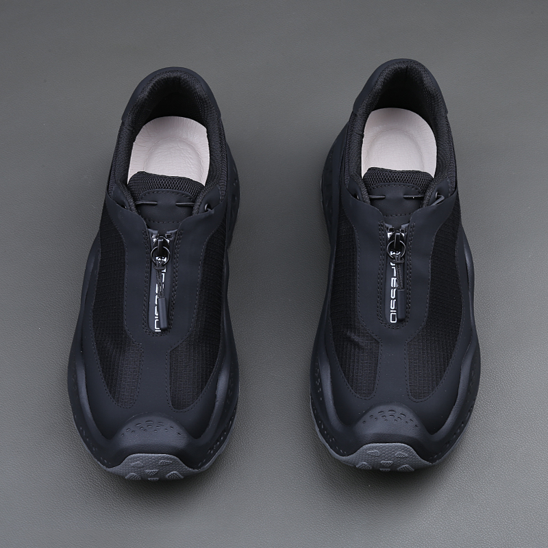 黑色透气时尚运动休闲潮鞋厚底轻便一脚蹬户外登山旅游鞋潮百搭