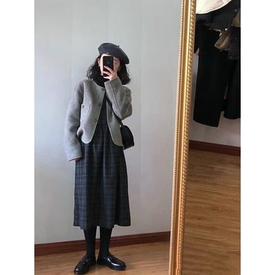 短款小个子呢子大衣女毛呢外套赫本风2025新款秋冬季加厚韩系
