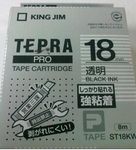 锦宫SR230C SR530C标签机色带ST18KW 贴普乐标签带18MM透明底黑字