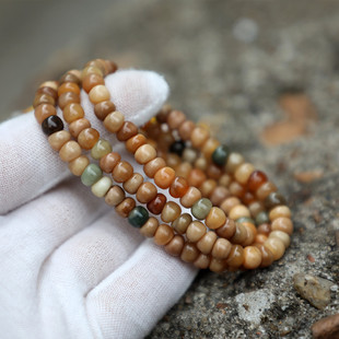 卡7蒜瓣龙脊菩提108佛珠 多宝色混搭多圈山竹大肠文玩手链