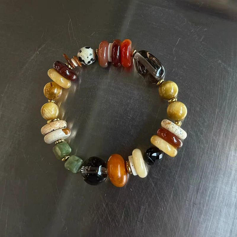 独特天然石高级感拼色串珠个性时髦复古风精致手链小众手链轻奢