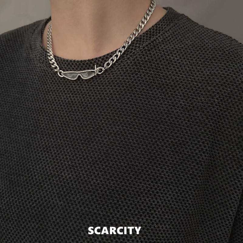 嘻哈中性潮酷墨镜项链高级感男款潮牌百搭配饰轻奢小众高街设计感