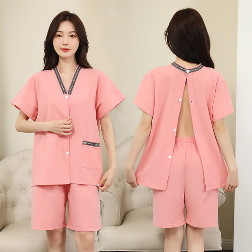 艾灸服纯棉前后开衫系扣男女开背