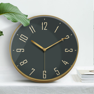 摩门简约时钟客厅挂墙现代轻奢北欧挂钟时尚 家用挂表静音钟表 欧式