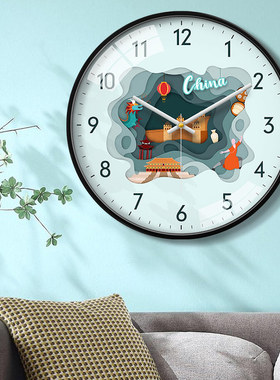MOMEN/摩门挂钟客厅家用中式钟表轻奢北欧风墙壁大挂表石英钟静音