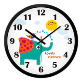 MOMEN 摩门可爱儿童房卡通挂钟大象太阳小鸟静音创意现代时钟挂表