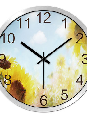 MOMEN/摩门挂钟向日葵时钟学校创意艺术静音现代时尚石英钟表圆形