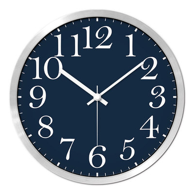 摩门深蓝色创意风卧室石英钟表