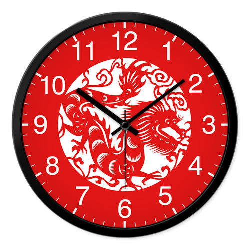 摩门十二生肖中式风剪纸石英钟表