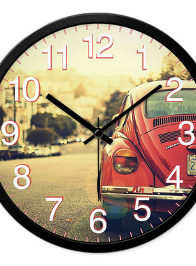 MOMEN/摩门挂钟家里客厅创意艺术汽车挂表卧室静音现代时尚石英钟